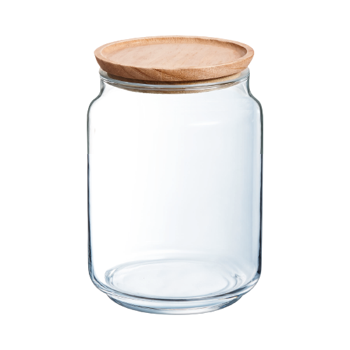 Voorraad/snoeppot met houten deksel 2,0 ltr. - Afbeelding 2