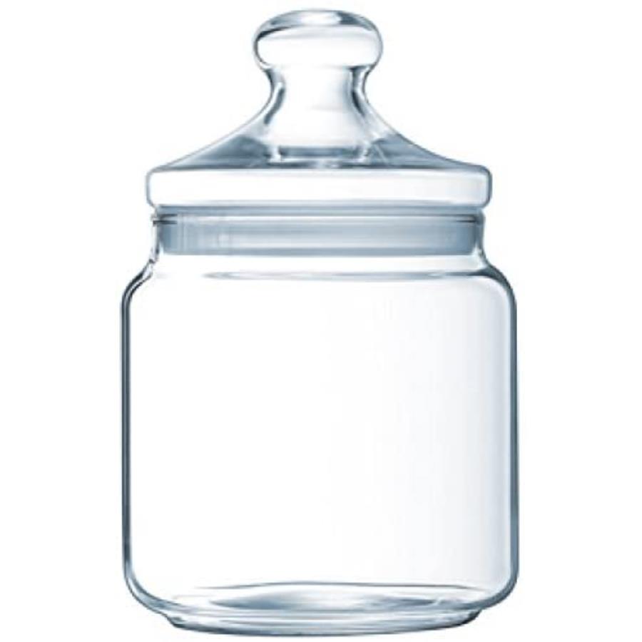 Voorraad/snoeppot met glazen deksel 1,5 ltr.