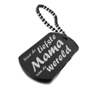 Sleutelhanger ID tag zwart (incl. gravure)