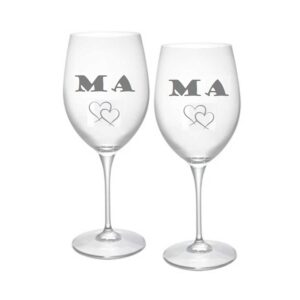 Set 2 wijnglazen MA MA (incl. gravure)