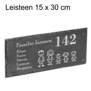 Naambord 30 x 15 cm. Leisteen