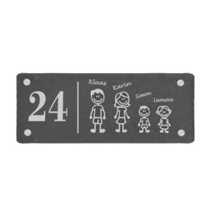 Naambord 30 x 12 cm. Leisteen