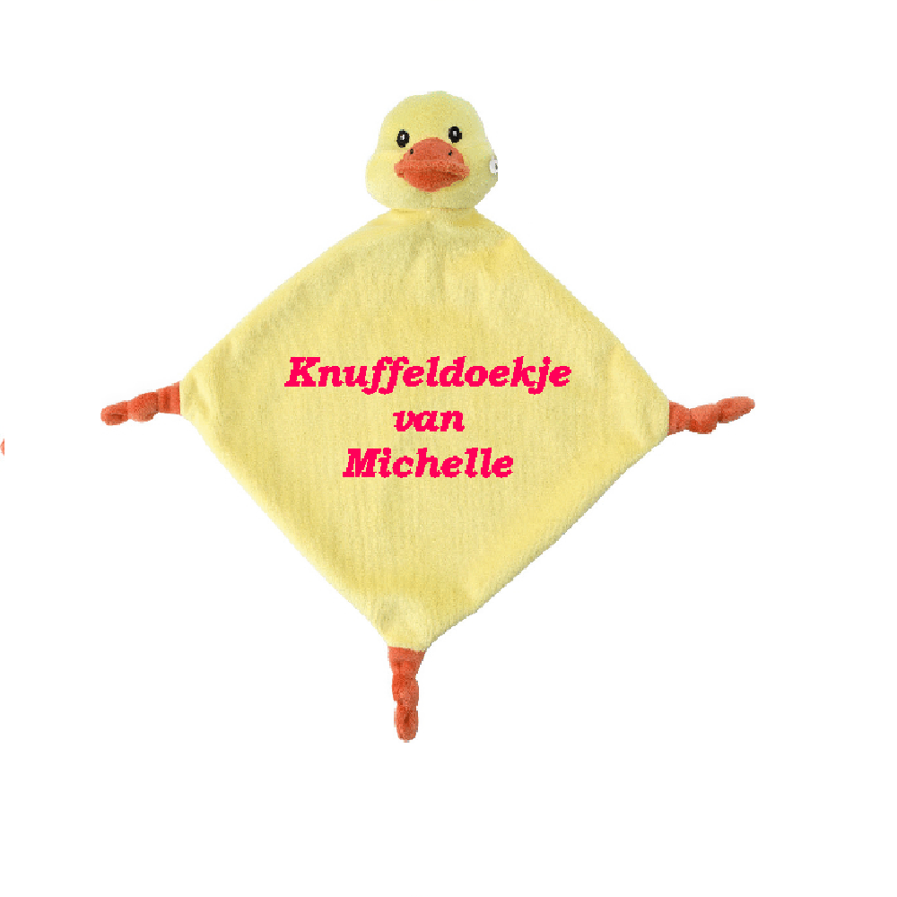 Knuffeldoekje eend met bedrukking