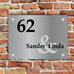 Naambord RVS look namen & teken