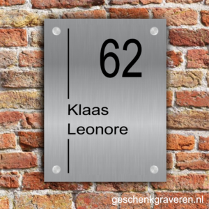 Naambord RVS look Verticale streep