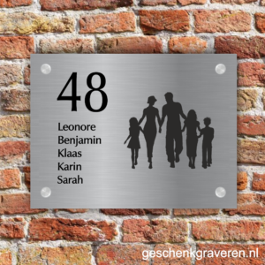 Naambord RVS look silhouette