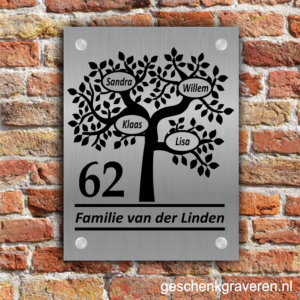 Naambord RVS look stamboom