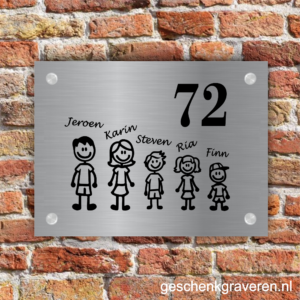 Naambord RVS look familie