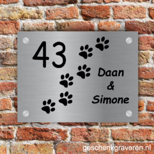 Naambord RVS look huisdier