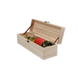 Luxe wijnkist met scharnier deksel - 1 fles